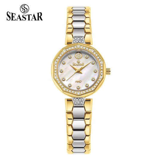 Seastar SS-2427L – Elegant Women's Bracelet Watch with Crystal Accents - Seastar Watches-Stainless Steel-Seastar Women