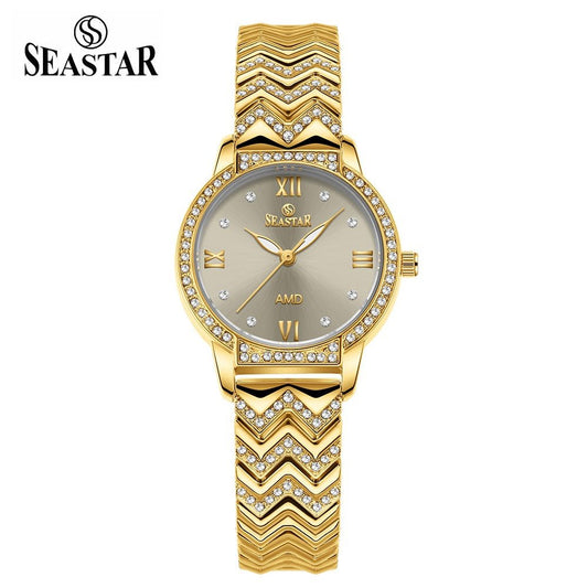 Seastar SS-2428L Zigzag Crystal Womenโs Fancy Watch - Seastar Watches-Stainless Steel-Seastar Women