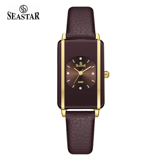 Seastar SS-2463L Elegant Rectangular Ladies Watch | Slim Leather Strap Edition - Seastar Watches-SEASTAR-Watches