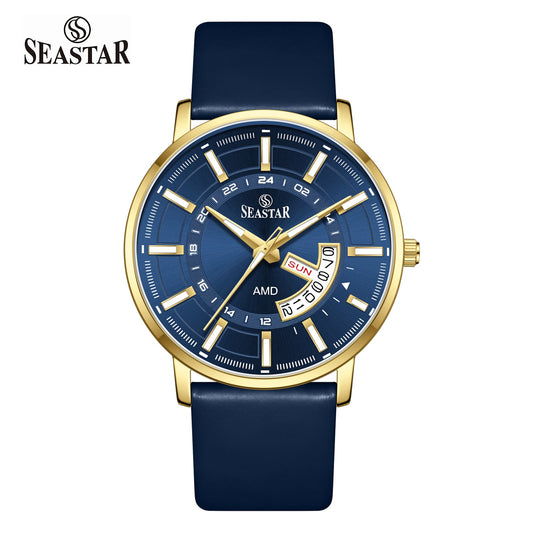 SS-2476M Executive Edition Day-Date Display PU Leather Straps Mens Watch - Seastar Watches-Leather-Seastar Men