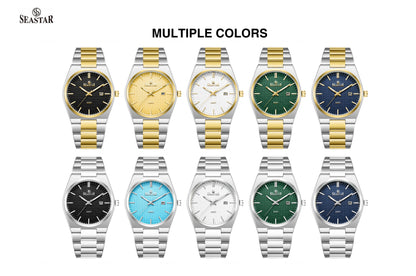 Seastar Checkered Dial Stainless Steel Men's Watch 1500