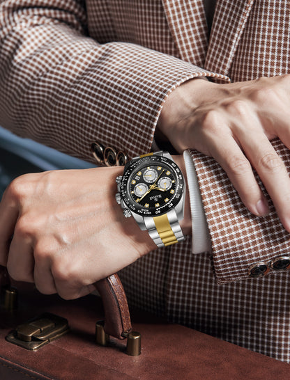 SS-2621M Chronograph Series | Tachymeter Bezel & Steel Chain Men's Watch