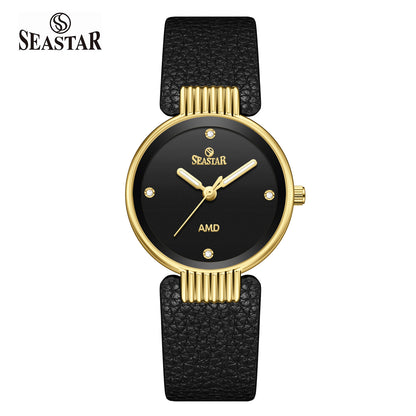 Seastar SS-2461L Vintage Round Ladies Watch | Petite Leather Strap Series