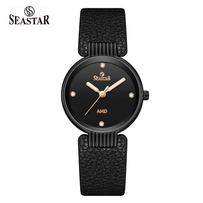 Seastar SS-2461L Vintage Round Ladies Watch | Petite Leather Strap Series