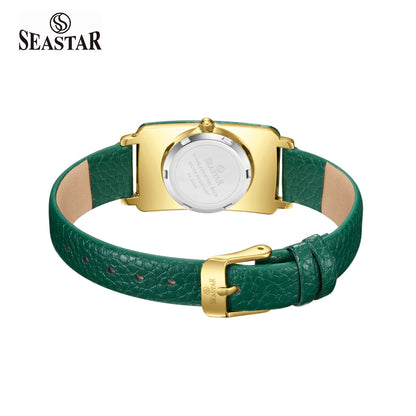 Seastar SS-2463L Elegant Rectangular Ladies Watch | Slim Leather Strap Edition