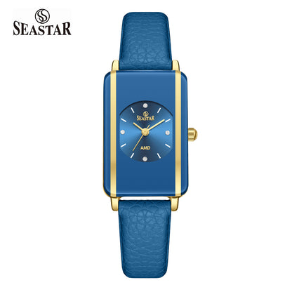 Seastar SS-2463L Elegant Rectangular Ladies Watch | Slim Leather Strap Edition