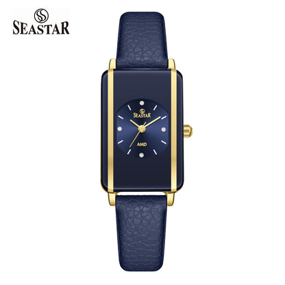 Seastar SS-2463L Elegant Rectangular Ladies Watch | Slim Leather Strap Edition