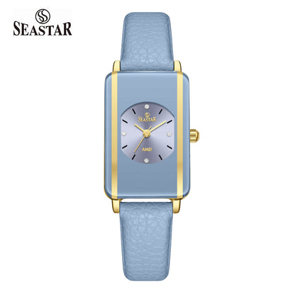Seastar SS-2463L Elegant Rectangular Ladies Watch | Slim Leather Strap Edition