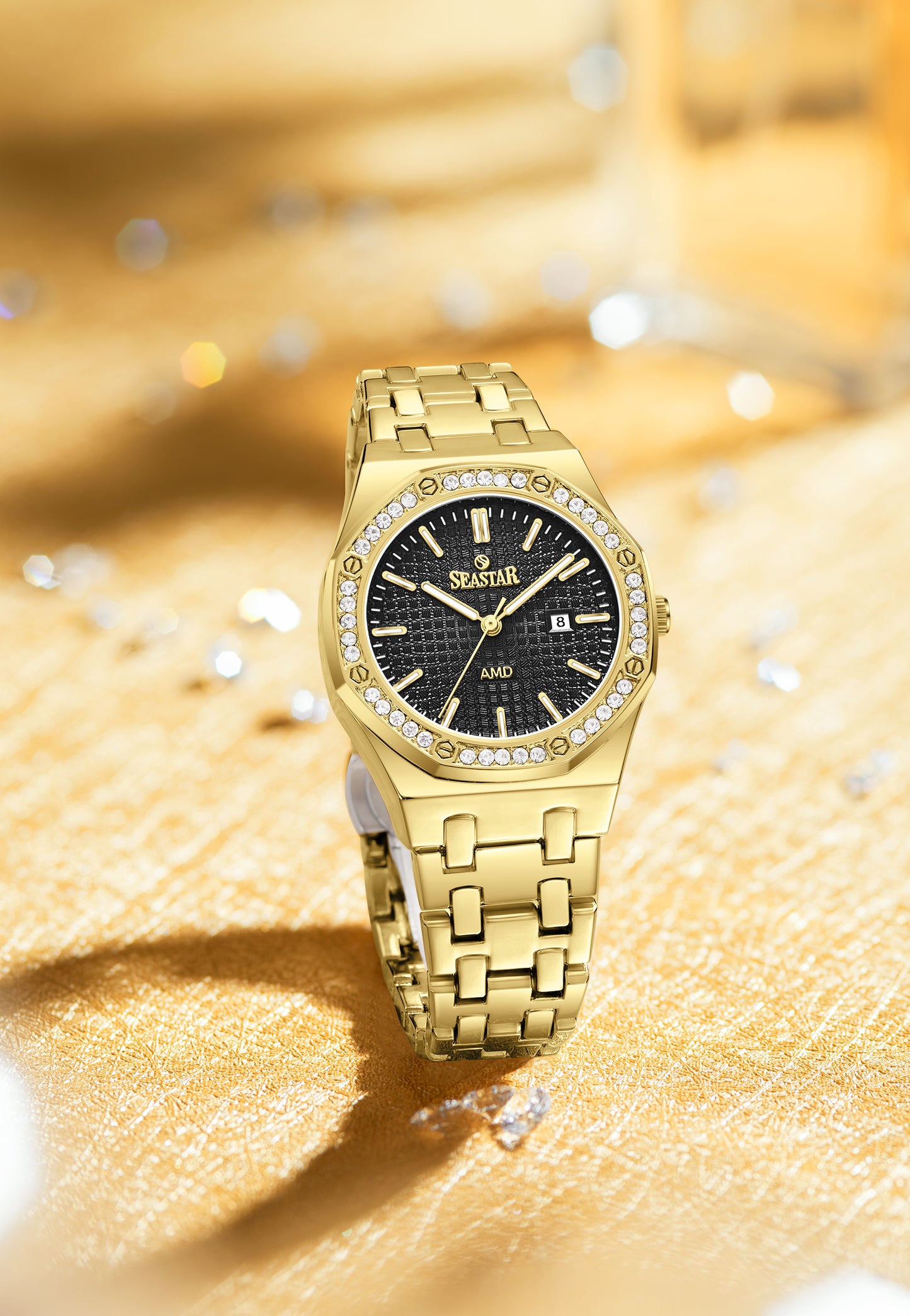 Seastar 9898 Stone Dial Stainless Steel Women's Watch