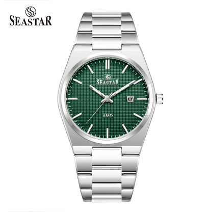 Seastar Checkered Dial Stainless Steel Men's Watch 1500