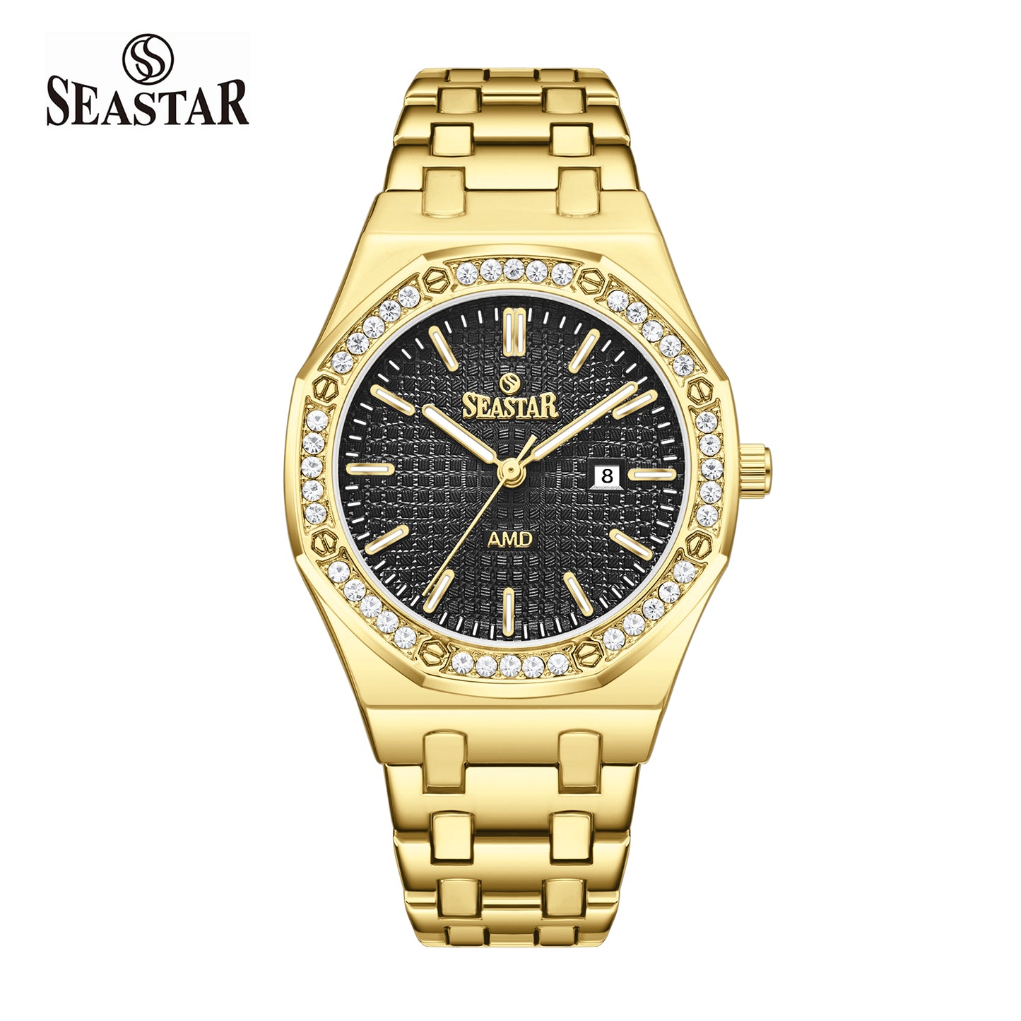 Seastar 9898 Stone Dial Stainless Steel Women's Watch