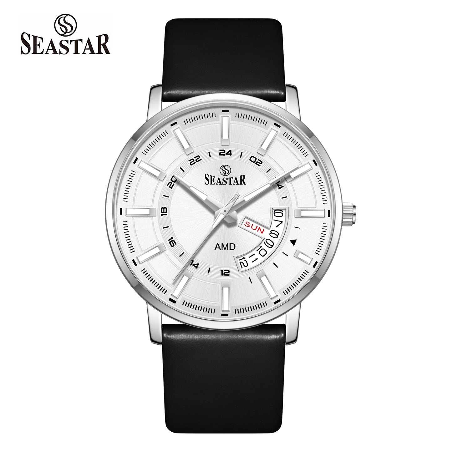 SS-2476M Executive Edition Day-Date Display PU Leather Straps  Mens Watch