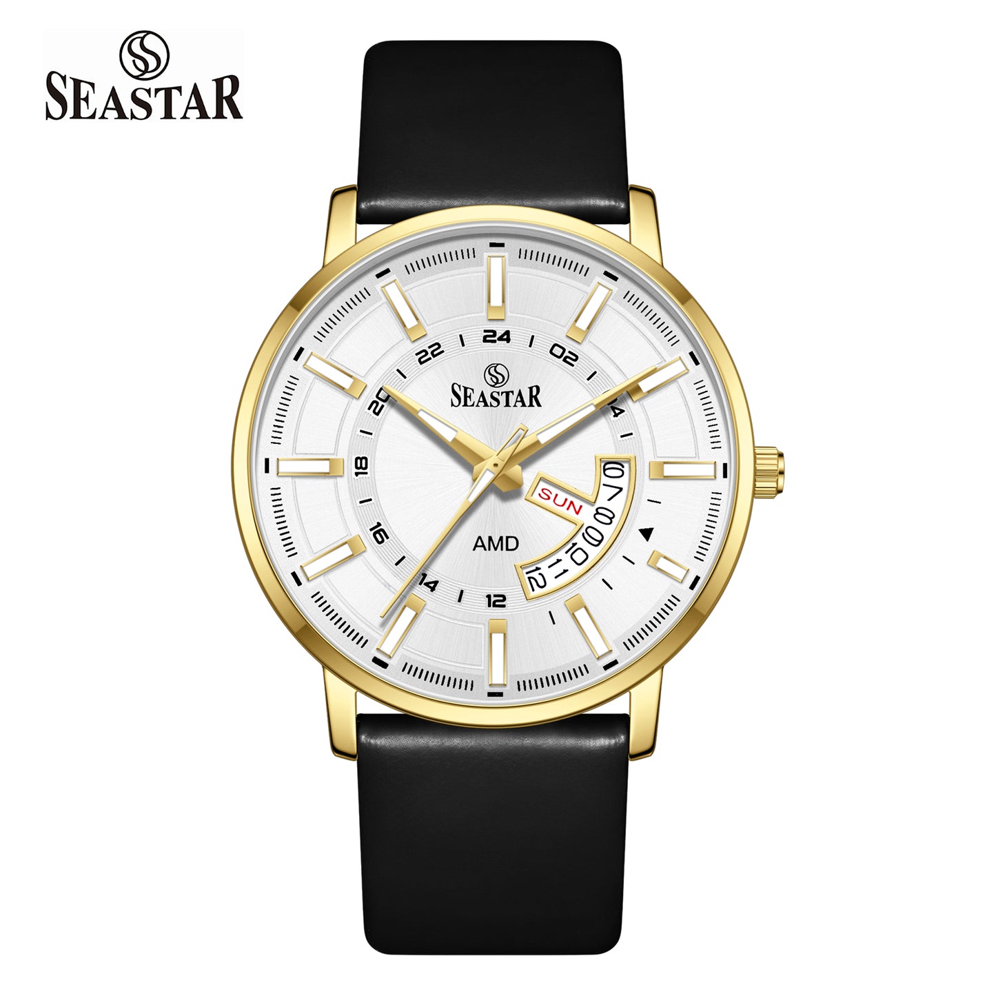 SS-2476M Executive Edition Day-Date Display PU Leather Straps  Mens Watch