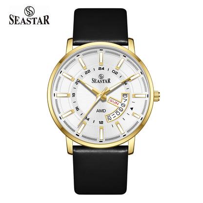 SS-2476M Executive Edition Day-Date Display PU Leather Straps  Mens Watch