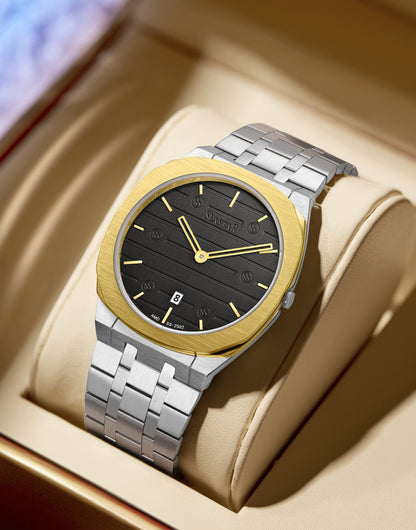 SS-2502M Luxury Stainless Steel Chain Horizontal Textured Men's Watch