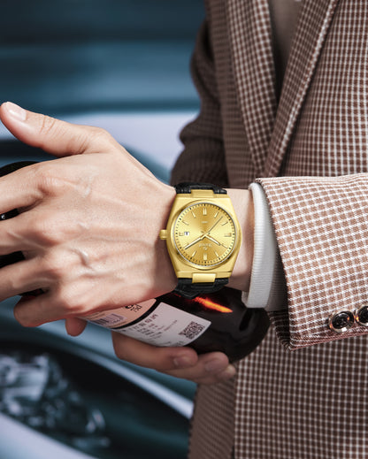 SS-2484M Classic  Textured Leather Strap Men's Watch