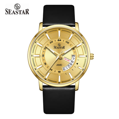 SS-2476M Executive Edition Day-Date Display PU Leather Straps  Mens Watch
