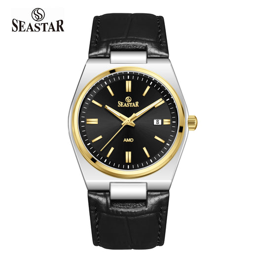 SS-2484M Classic  Textured Leather Strap Men's Watch