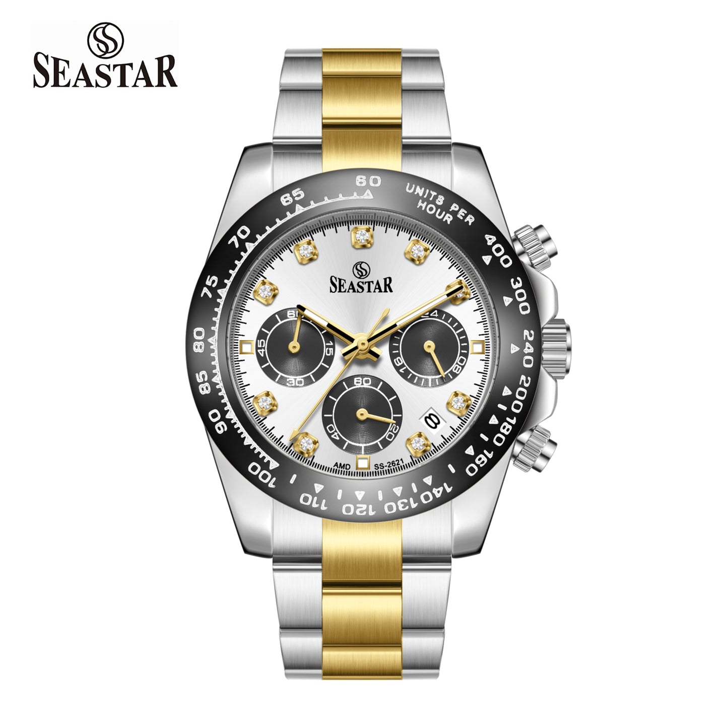 SS-2621M Chronograph Series | Tachymeter Bezel & Steel Chain Men's Watch