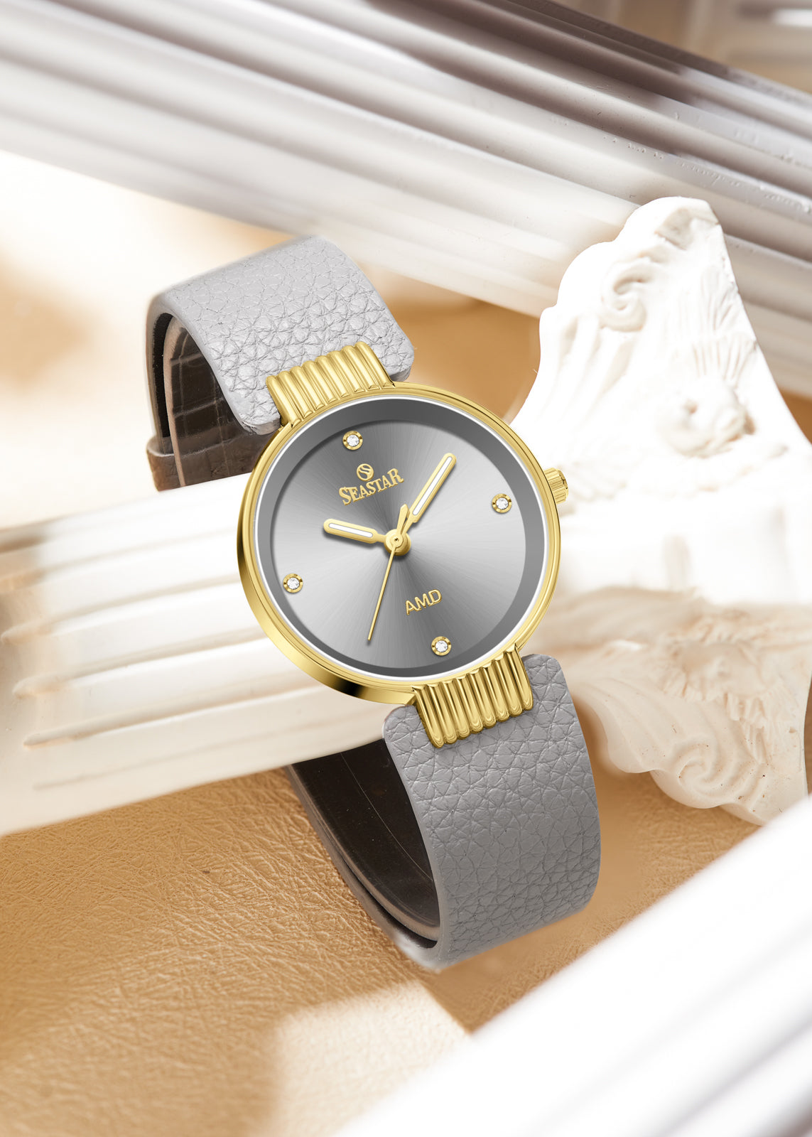 Seastar SS-2461L Vintage Round Ladies Watch | Petite Leather Strap Series
