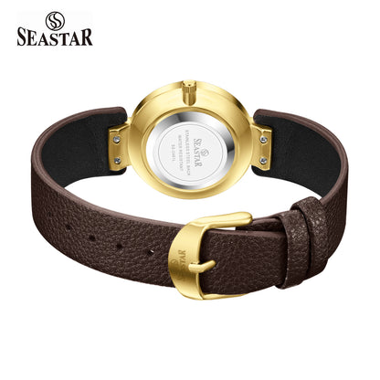 Seastar SS-2461L Vintage Round Ladies Watch | Petite Leather Strap Series