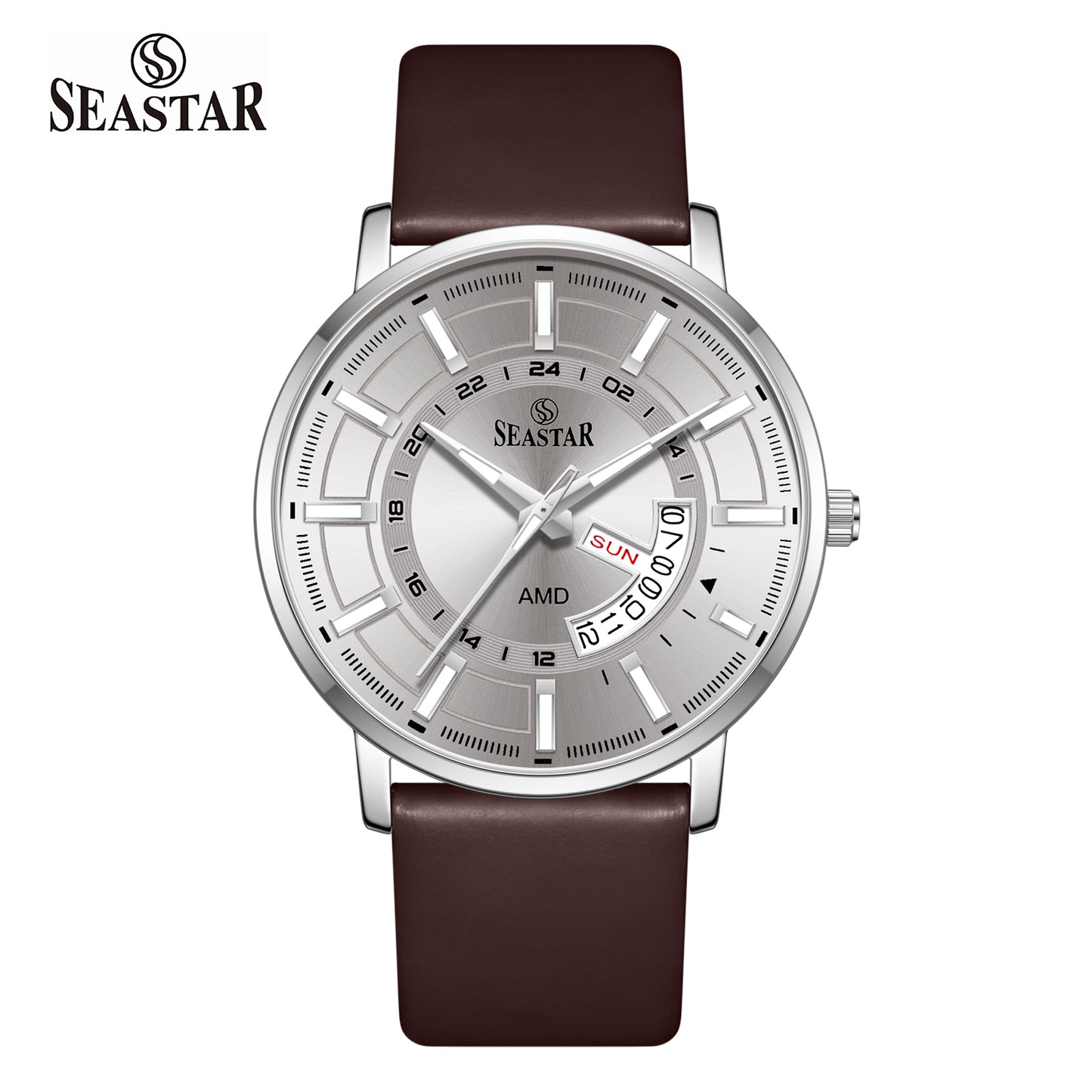 SS-2476M Executive Edition Day-Date Display PU Leather Straps  Mens Watch