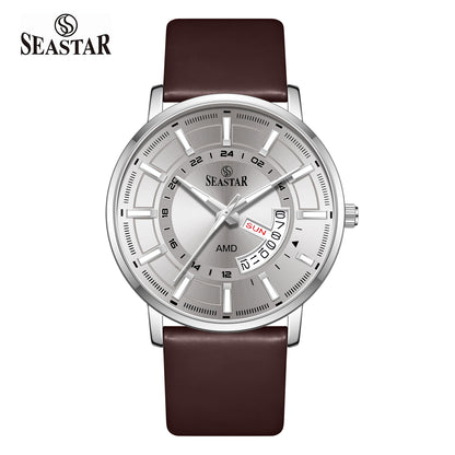 SS-2476M Executive Edition Day-Date Display PU Leather Straps  Mens Watch
