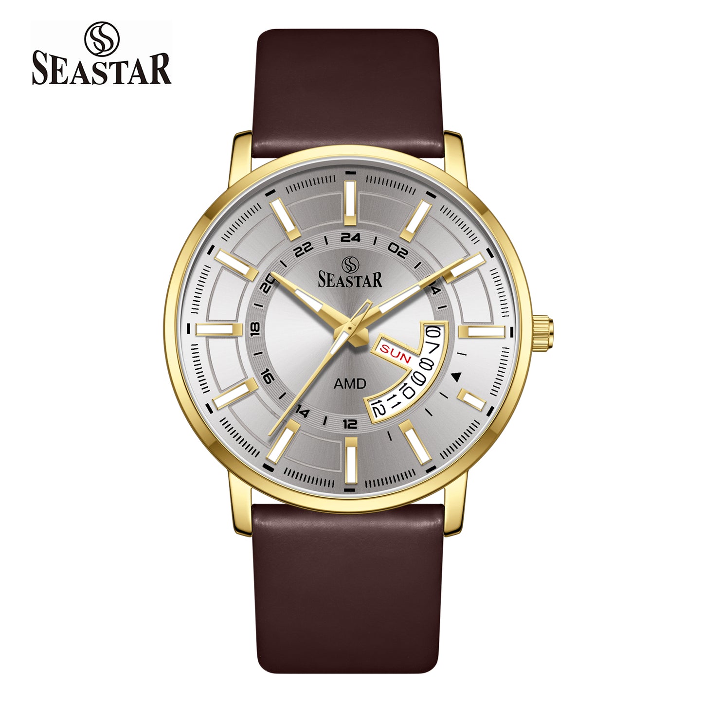 SS-2476M Executive Edition Day-Date Display PU Leather Straps  Mens Watch