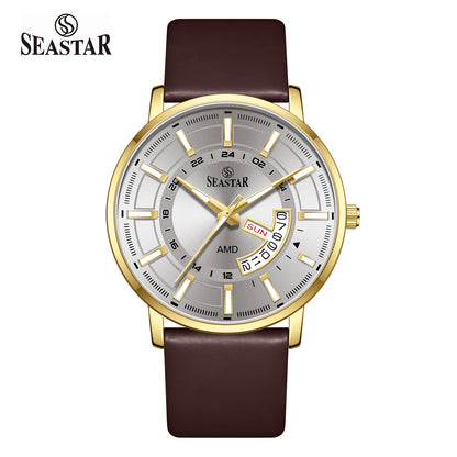 SS-2476M Executive Edition Day-Date Display PU Leather Straps  Mens Watch