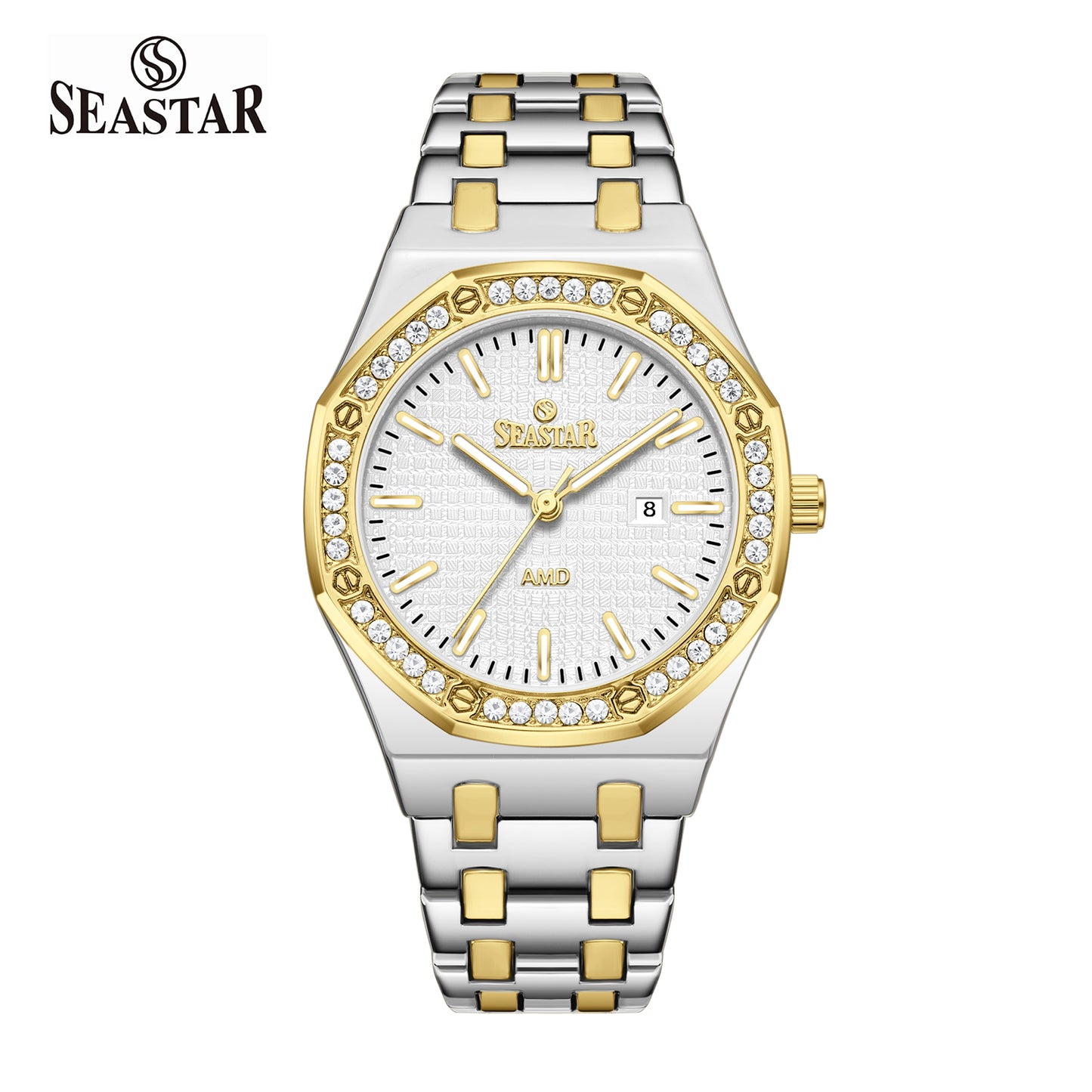 Seastar 9898 Stone Dial Stainless Steel Women's Watch