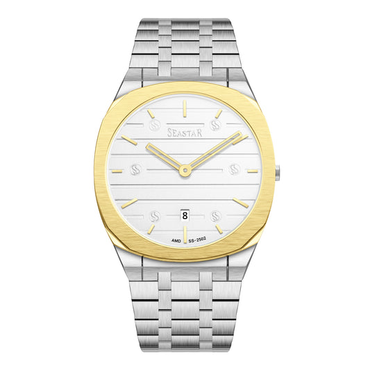 SS-2502M Luxury Stainless Steel Chain Horizontal Textured Men's Watch