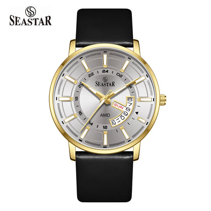 SS-2476M Executive Edition Day-Date Display PU Leather Straps  Mens Watch