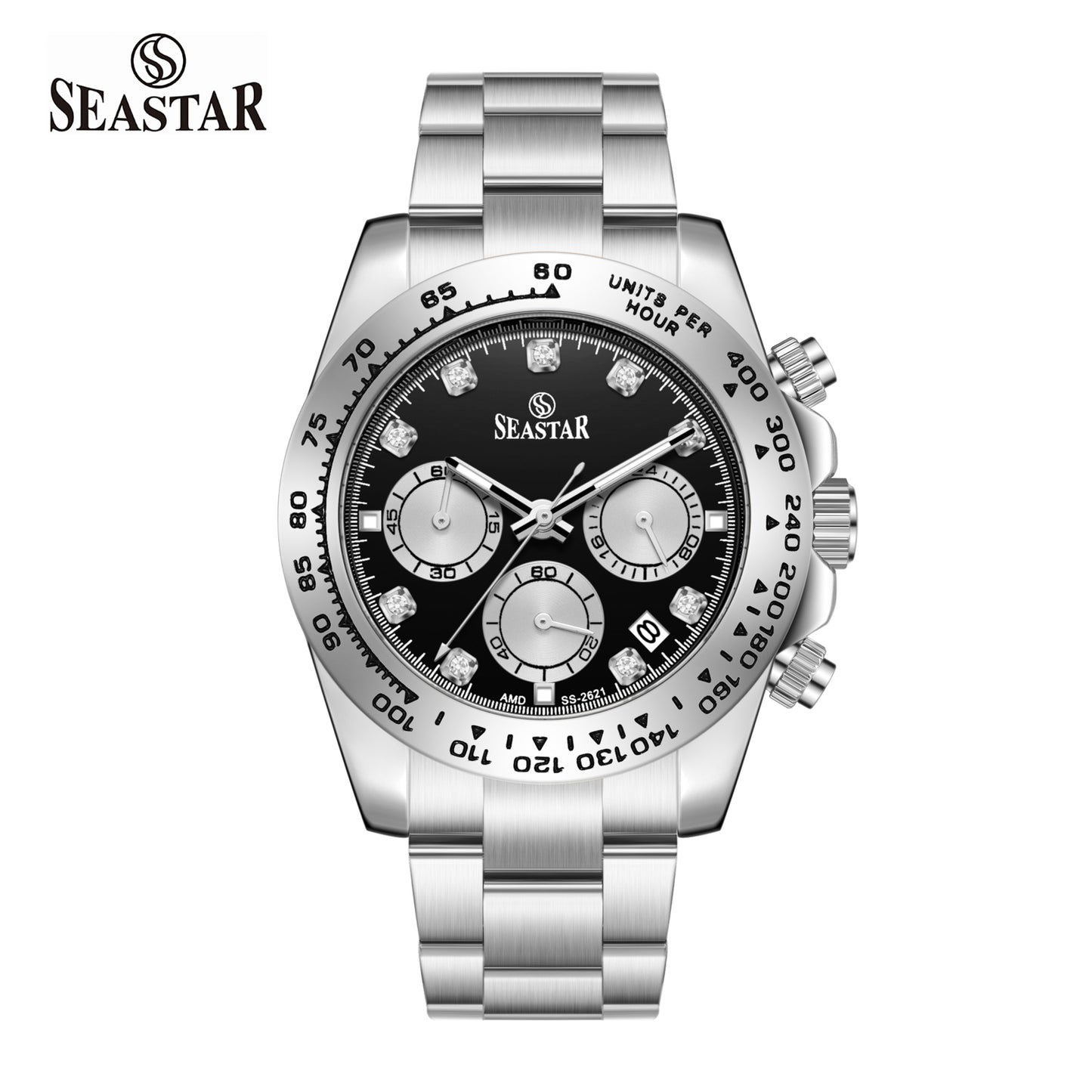 SS-2621M Chronograph Series | Tachymeter Bezel & Steel Chain Men's Watch