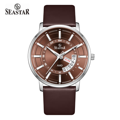 SS-2476M Executive Edition Day-Date Display PU Leather Straps  Mens Watch