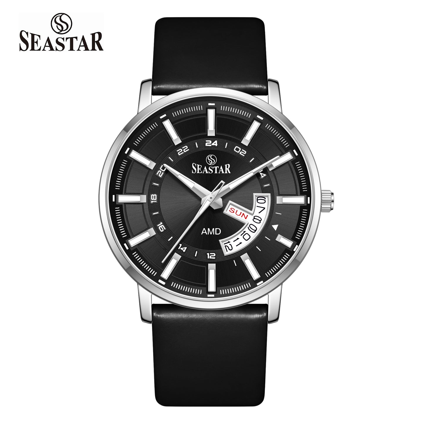 SS-2476M Executive Edition Day-Date Display PU Leather Straps  Mens Watch
