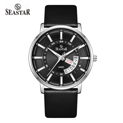 SS-2476M Executive Edition Day-Date Display PU Leather Straps  Mens Watch