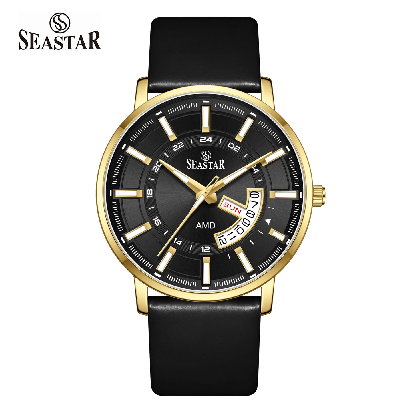 SS-2476M Executive Edition Day-Date Display PU Leather Straps  Mens Watch