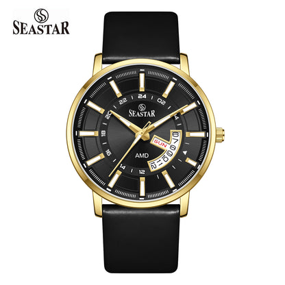 SS-2476M Executive Edition Day-Date Display PU Leather Straps  Mens Watch