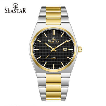 Seastar Checkered Dial Stainless Steel Men's Watch 1500