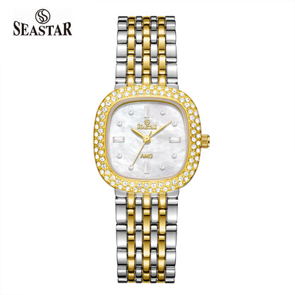 Seastar SS-2429L Luxury Stainless Steel Chain  Elegant Stone Bezel Women's Watch