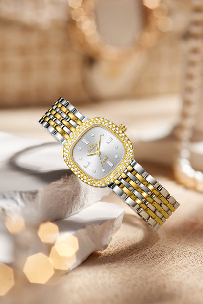 Seastar SS-2429L Luxury Stainless Steel Chain  Elegant Stone Bezel Women's Watch