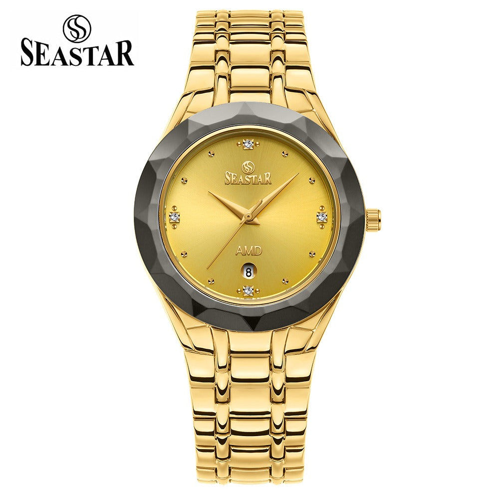 Seastar SS-2404M Men’s Two Tone Crystal Stainless Steel Watch