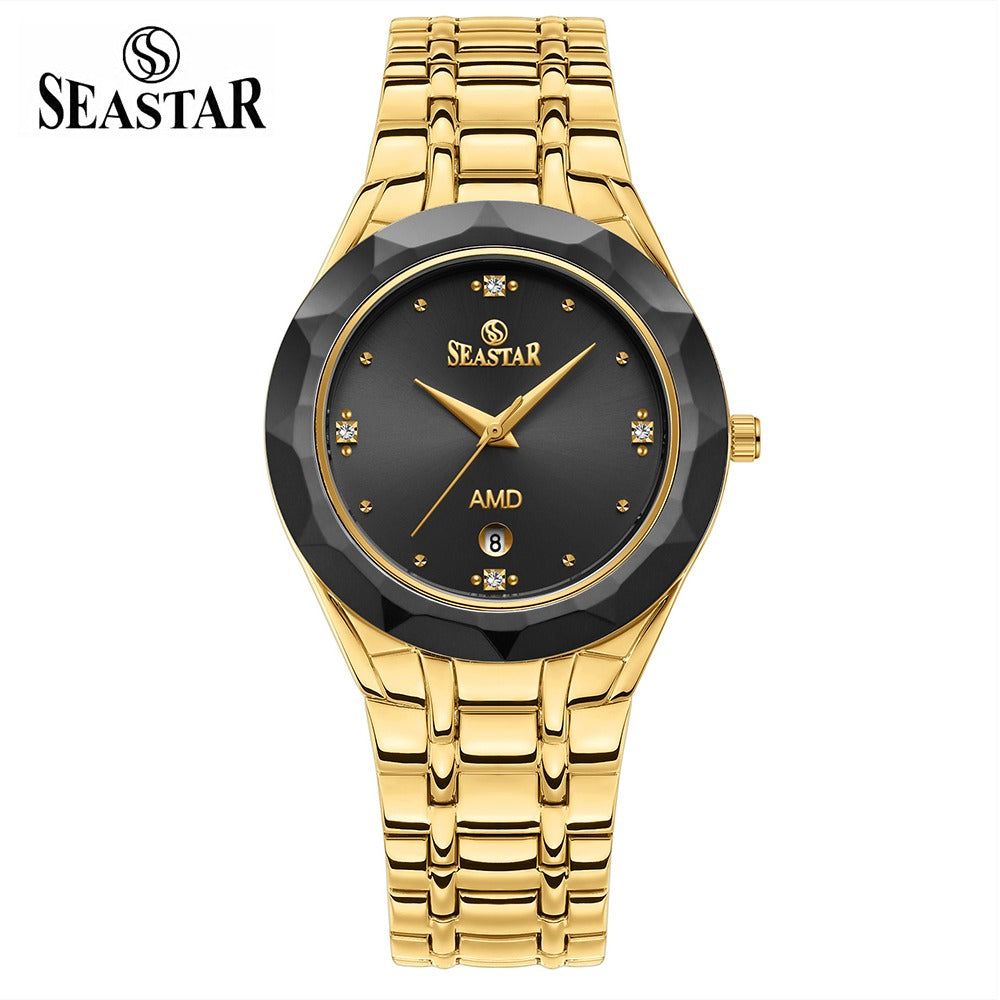 Seastar SS-2404M Men’s Two Tone Crystal Stainless Steel Watch