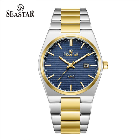Seastar Checkered Dial Stainless Steel Men's Watch 1500