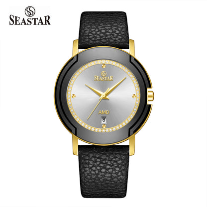 Seastar 2483M Leather Strap Elegant Analog Design Watch for Men