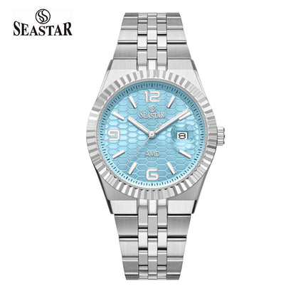 Seastar 2474M Luxury Stainless Steel Circular Texture Mens Watch