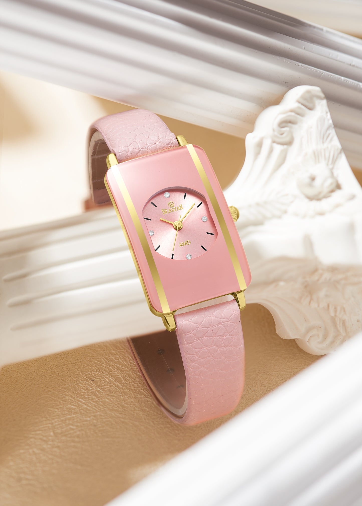 Seastar SS-2463L Elegant Rectangular Ladies Watch | Slim Leather Strap Edition