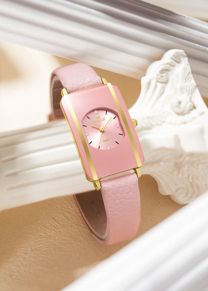 Seastar SS-2463L Elegant Rectangular Ladies Watch | Slim Leather Strap Edition