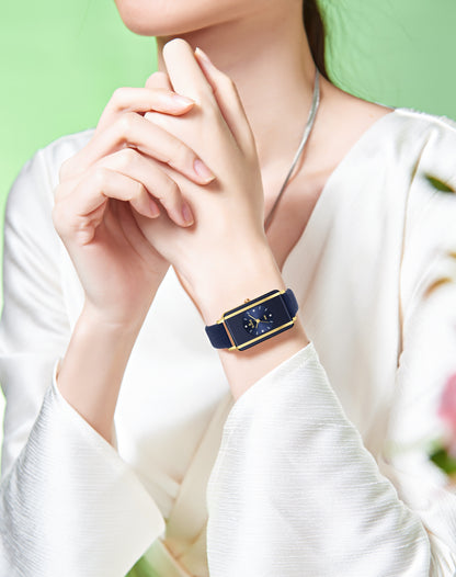 Seastar SS-2463L Elegant Rectangular Ladies Watch | Slim Leather Strap Edition