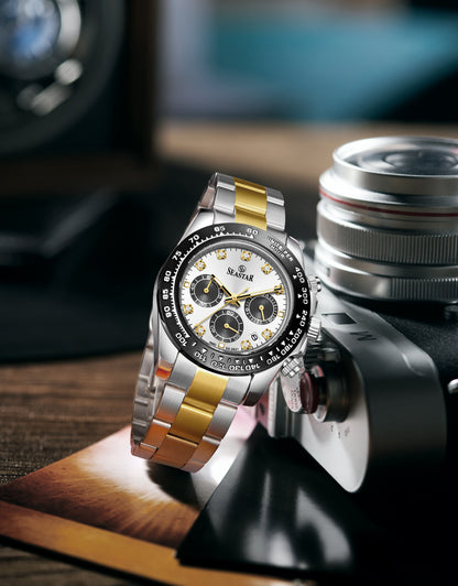 SS-2621M Chronograph Series | Tachymeter Bezel & Steel Chain Men's Watch